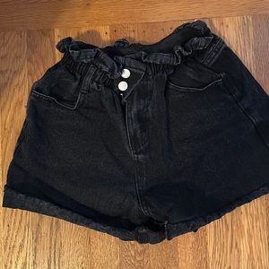 Paper bag jean shorts